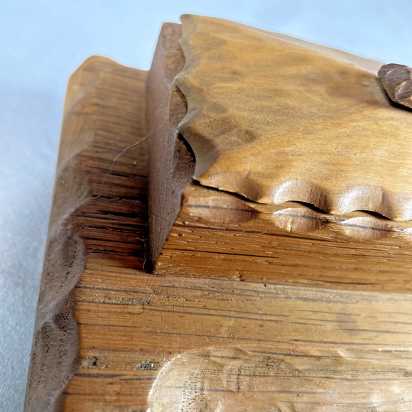 Wooden Vintage Pen Ink Holder Handcarved Minimalist Design Depression Era 1930s - Picture 4 of 11